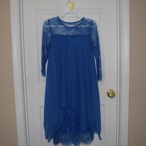 Blue Lace Flowy Summer Dress